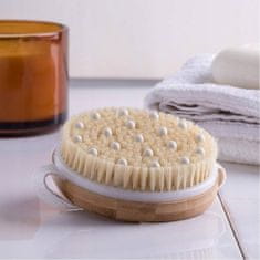 Beauty Bambusova masažna krtača za telo z ročnim trakom