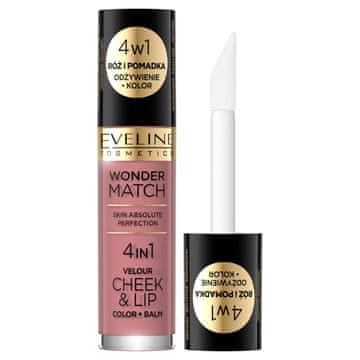 Eveline Cosmetics Eveline Wonder Match 4v1 velur rdečilo za lica in ustnice ter tekoča šminka 02