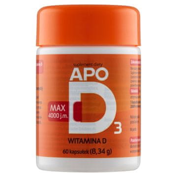 APOD3 Max kapsule, vitamin D3 4000 ie, prehransko dopolnilo 60 kosov.