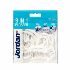 Jordan Zobna nitka Flosser z ročajem, 3 v 1, 50 kosov.