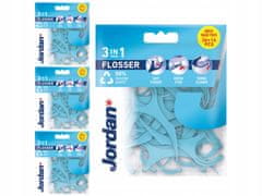 Jordan Zobna nitka Flosser z ročajem, 3 v 1, 50 kosov.