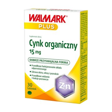 Walmark Plus organski cink 15 mg, tablete, prehransko dopolnilo 30 kosov.