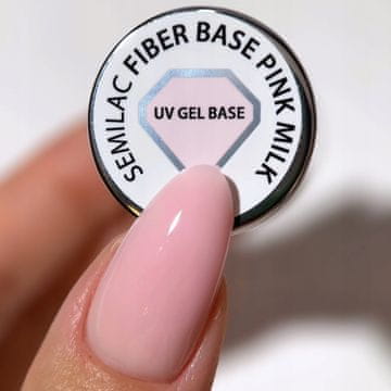 Semilac Fiber Base za hibridne lake za nohte, Pink Milk 7 ml
