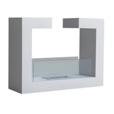 HOMCOM Namizni bioetanolski kamin 2000W iz nerjavečega jekla brez vonja s steklom 78 x 25 x 58 cm bel