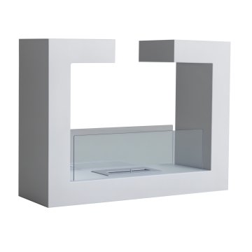 HOMCOM Namizni bioetanolski kamin 2000W iz nerjavečega jekla brez vonja s steklom 78 x 25 x 58 cm bel