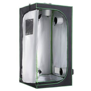 OUTSUNNY Hidroponični šotor v oxford 600D s 5 nastavljivimi zračnimi odprtinami in oknom, hidroponični rastlinjak za gojenje z odprtino za notranje kable, 80x80x160 cm, črna
