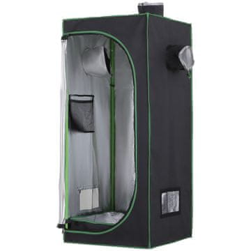 OUTSUNNY Hidroponski šotor v oxford 600D s 3 nastavljivimi zračnimi odprtinami in oknom, hidroponski rastlinjak za gojenje z odprtino za kable, notranji, 60x60x140 cm, črn