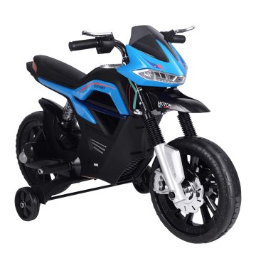 HOMCOM Električni motor za otroke s 6V s kolesci, žarometi in glasbo, iz PP in kovine, 105x52.3x62.3 cm, modra in črna