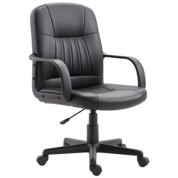 VINSETTO Ergonomski in vrtljivi pisarniški stol, pisarniški naslanjač z nastavljivo višino v umetnem usnju 60x60x94-103cm črna