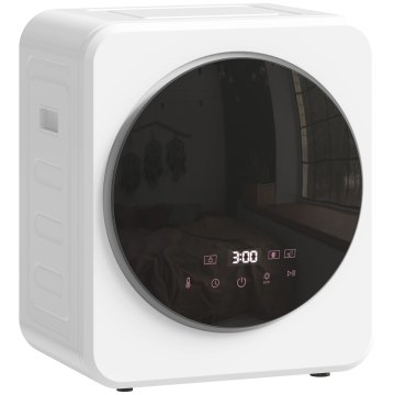 HOMCOM Mini prenosni sušilni stroj 2.5 kg, LED zaslon, kompakten sušilni stroj 800W, sprednje polnjenje, do 60Celsius, zložljiv/stenski/samostoječ, časovnik, boben iz nerjavečega jekla, za dom, bela