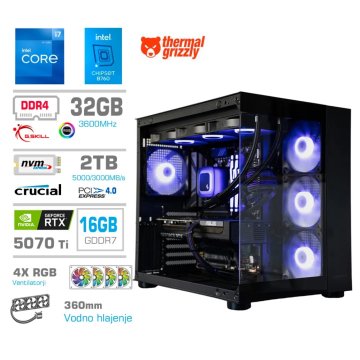 MEGA MT S5 računalnik, Intel Core i7-12700KF, 32GB, SSD2TB, RTX5070Ti, FreeDOS