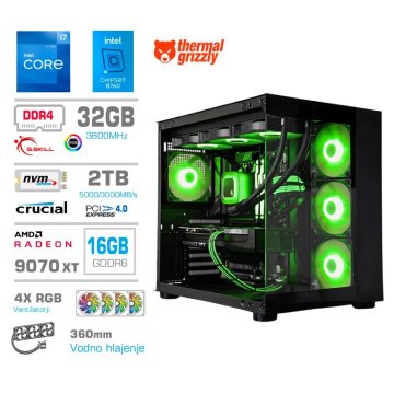 MEGA MT S5 računalnik, Intel Core i7-12700KF, 32GB, SSD2TB, RX9070 XT, FreeDOS