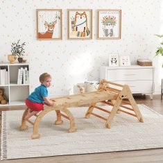 AIYAPLAY 7 V 1 plezalna struktura za otroke, zložljiva trikotna lestev, Montessori lok z lesenim toboganom, Montessori telovadnica za otroke od 1.5 do 4 let, notranje igrišče