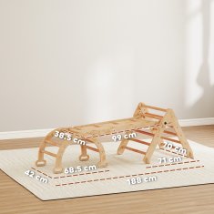AIYAPLAY 7 V 1 plezalna struktura za otroke, zložljiva trikotna lestev, Montessori lok z lesenim toboganom, Montessori telovadnica za otroke od 1.5 do 4 let, notranje igrišče