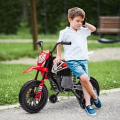 AIYAPLAY 12V električni motor za otroke 3-6 let z 2 motorjema in ročnim pospeševalnikom, mini cross motor za otroke z vzmetenjem, snemljivimi kolesi, indikatorjem napolnjenosti, zvoki, 2.4-5km/h, rdeč