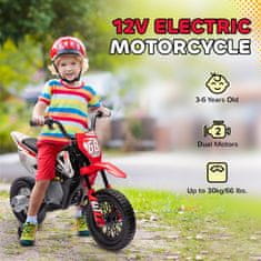 AIYAPLAY 12V električni motor za otroke 3-6 let z 2 motorjema in ročnim pospeševalnikom, mini cross motor za otroke z vzmetenjem, snemljivimi kolesi, indikatorjem napolnjenosti, zvoki, 2.4-5km/h, rdeč