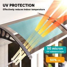 OUTSUNNY Nadstrešek za zunanjost 75x100cm, nadstrešek za zunanjost iz polikarbonata, polipropilena in aluminija, za balkonska okna in vrata, anti UV, rjava