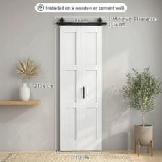 HOMCOM Drseča bifold vrata za steno 71.2x213.4cm, tihi jekleni tir, ročaj, vodilo, kolesa, notranja vrata rustikalnega sloga, iz MDF in borovega lesa, nepremočljiva, za kuhinjo, kopalnico