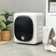 HOMCOM Mini prenosni sušilnik 2.5 kg, 5 programov, 800W kompaktni sušilnik, sprednje polnjenje, do 60Celsius, zložljiv/stenski/samostoječ, boben iz nerjavečega jekla, samodejni izklop, bela