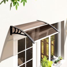 OUTSUNNY Nadstrešek za zunanjost 75x120cm, nadstrešek za zunanjost iz polikarbonata, polipropilena in aluminija, za balkonska okna in vrata, anti UV, rjava