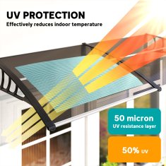 OUTSUNNY Zunanji nadstrešek 200x96cm, zunanji nadstrešek z nosilci iz polikarbonata in palicami iz aluminija, za balkone okna in vrata, rjav