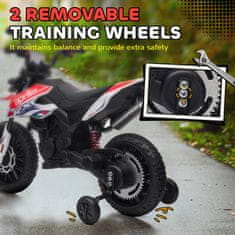 AIYAPLAY 12V APRILIA električni motor za otroke od 37 do 96 mesecev z dvojnimi motorji, električni motorček z odstranljivimi podpornimi kolesi, luči, USB vrata in glasba, 6 km/h, nosilnost 30 kg, bela