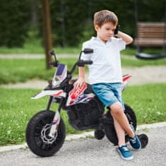 AIYAPLAY 12V APRILIA električni motor za otroke od 37 do 96 mesecev z dvojnimi motorji, električni motorček z odstranljivimi podpornimi kolesi, luči, USB vrata in glasba, 6 km/h, nosilnost 30 kg, bela