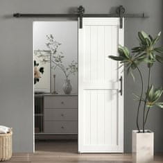HOMCOM Drsna vrata za zunanjo steno 71.5x213.4cm, jekleni tir, izboljšan ročaj, kolesa, notranja vrata v industrijskem slogu, iz MDF in borovega lesa, nepremočljiva, za kuhinjo, kopalnico, dnevno sobo