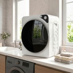HOMCOM Mini prenosni sušilnik 3 kg, 5 programov, 1000W kompaktni sušilnik, sprednje polnjenje, do 60Celsius, skladljiv/samonosilen, časovnik, boben iz nerjavnega jekla, za dom, bela