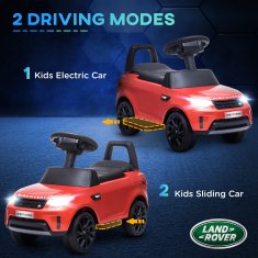 AIYAPLAY 2 V 1 električni avto za otroke 6V z licenco land rover, električni avto za otroke z glasbo, USB in MP3, hitrost 3Km/H, starost 18 Mesecev-5 let, 65x43x40 cm, rdeča