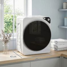 HOMCOM Mini prenosni sušilnik 3 kg, 5 programov, 1000W kompaktni sušilnik, sprednje polnjenje, do 60Celsius, skladljiv/samonosilen, časovnik, boben iz nerjavnega jekla, za dom, bela