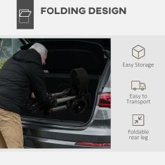 HOMCOM Hojalnik za starejše zložljiv z nastavljivo višino, rolator s sedežem, 4 kolesa, dvojne zavore in torba za shranjevanje, gibalnik za starejše in invalidne v aluminiju, črn