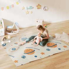 AIYAPLAY Preproga za otroke 0-6 let od 3.45m2 na temo vesolje z nepremočljivo površino, preproga za plazenje iz XPE, 196x176x1.5 cm, večbarvna
