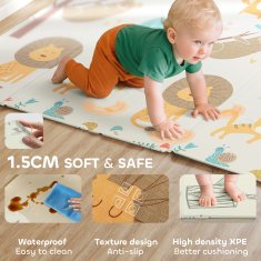 AIYAPLAY Preproga za otroke 0-6 let od 3.45m2 v gozdni temi z nepremočljivo površino, preproga za plazenje iz XPE, 196x176x1.5 cm, večbarvna