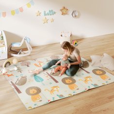 AIYAPLAY Preproga za otroke 0-6 let od 3.45m2 v gozdni temi z nepremočljivo površino, preproga za plazenje iz XPE, 196x176x1.5 cm, večbarvna