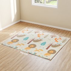 AIYAPLAY Preproga za otroke 0-6 let od 3.45m2 v gozdni temi z nepremočljivo površino, preproga za plazenje iz XPE, 196x176x1.5 cm, večbarvna