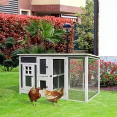 PAWHUT Kokošnjak za nesnice na prostem z nepremočljivo streho in prostorom za tekanje, gnezdenje v lesu, 160x75x80 cm, siva in bela