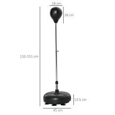 HOMCOM Boksarska vreča nastavljive višine z vključenimi rokavicami, udarni balon za odrasle in mladostnike, iz PE in kovine, 45x45x133-151cm, zlata