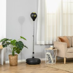 HOMCOM Boksarska vreča nastavljive višine z vključenimi rokavicami, udarni balon za odrasle in mladostnike, iz PE in kovine, 45x45x133-151cm, zlata