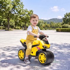 AIYAPLAY Kolo brez pedal za otroke 18-36 mesecev, balančno kolo z glasbo in izjemno širokimi kolesi, motociklistični dizajn, do 20 kg, rumeno