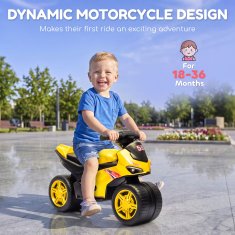 AIYAPLAY Kolo brez pedal za otroke 18-36 mesecev, balančno kolo z glasbo in izjemno širokimi kolesi, motociklistični dizajn, do 20 kg, rumeno