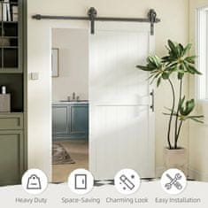HOMCOM Drseča vrata zunanja stena 81.3x213.4cm, jeklena tirnica, izboljšan ročaj, kolesa, notranja vrata v industrijskem slogu, iz MDF in borov les, nepremočljiva, za kuhinjo, kopalnico, dnevno sobo