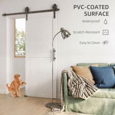 HOMCOM Drseča vrata zunanja stena 81.3x213.4cm, jeklena tirnica, izboljšan ročaj, kolesa, notranja vrata v industrijskem slogu, iz MDF in borov les, nepremočljiva, za kuhinjo, kopalnico, dnevno sobo