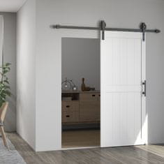 HOMCOM Drseča vrata zunanja stena 81.3x213.4cm, jeklena tirnica, izboljšan ročaj, kolesa, notranja vrata v industrijskem slogu, iz MDF in borov les, nepremočljiva, za kuhinjo, kopalnico, dnevno sobo