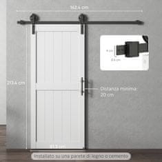 HOMCOM Drseča vrata zunanja stena 81.3x213.4cm, jeklena tirnica, izboljšan ročaj, kolesa, notranja vrata v industrijskem slogu, iz MDF in borov les, nepremočljiva, za kuhinjo, kopalnico, dnevno sobo