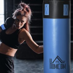 HOMCOM Komplet polna boksarska vreča za obešanje s boksarskimi rokavicami in kljukami, 102 cm boksarska in kickboxing vreča 3-Slojna s transportno torbo za odrasle, modra