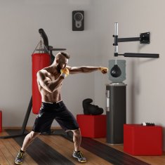 HOMCOM Hitra vrečka na steno za boks in MMA z nastavljivo višino s palico, hitra boksarska vrečka iz jekla in PU, za dom, telovadnico, trening, 79x72x20 cm, črna