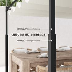 OUTSUNNY Gazebo pergola 3x3 m pergolato z vodoodporno zložljivo umakljivo tkanino, pergolato za vrt teraso balkon verando patio bazen zunanjost, kovinska konstrukcija, kremasto bela