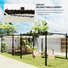 OUTSUNNY Gazebo pergola 3x3 m pergolato z vodoodporno zložljivo umakljivo tkanino, pergolato za vrt teraso balkon verando patio bazen zunanjost, kovinska konstrukcija, kremasto bela