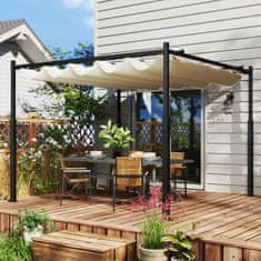 OUTSUNNY Gazebo pergola 3x3 m pergolato z vodoodporno zložljivo umakljivo tkanino, pergolato za vrt teraso balkon verando patio bazen zunanjost, kovinska konstrukcija, kremasto bela